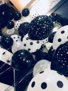 New years eve party black and white balloons at Boars Head Hotel