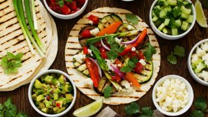 Eagle-eye view of an open vegetarian taco